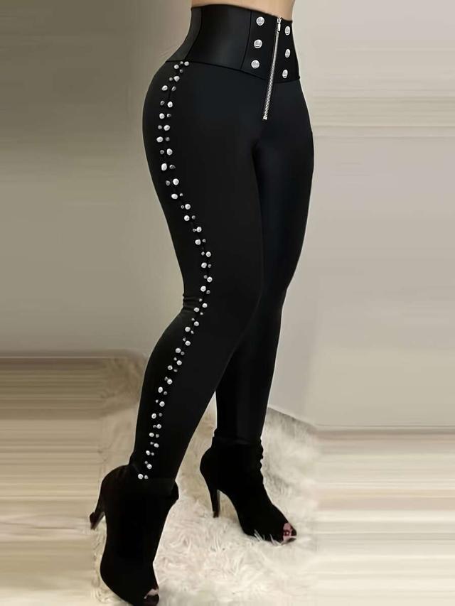 women's high waist faux leather skinny pants