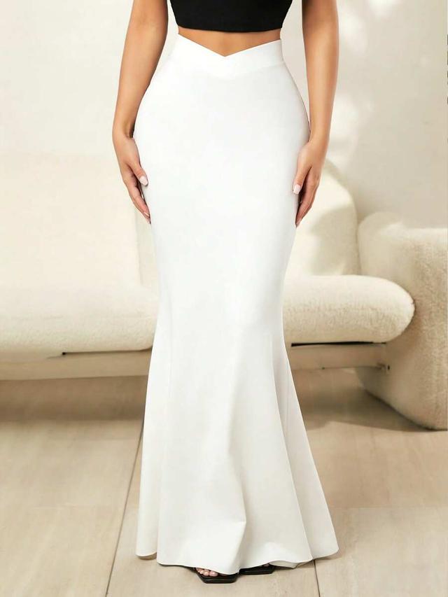 minimalist white mermaid maxi skirt
