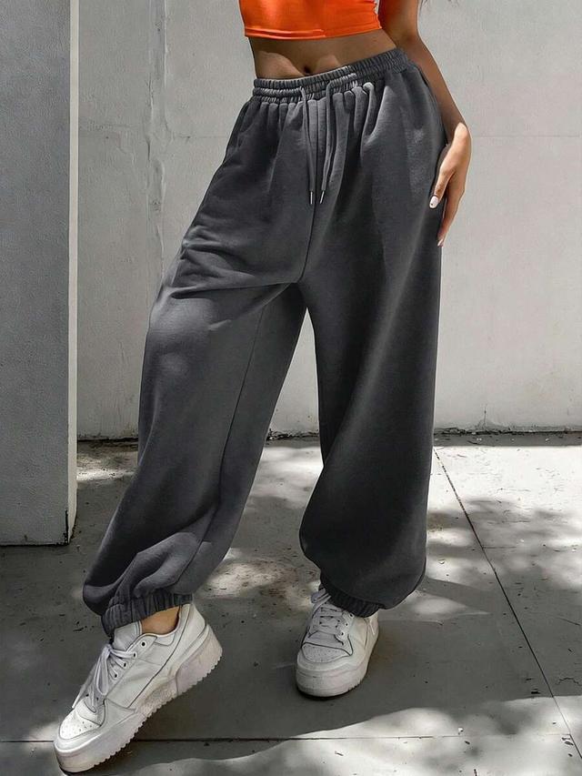 charcoal grey drawstring waist cuffed sweatpants
