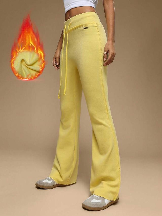 yellow casual fleece yoga pants