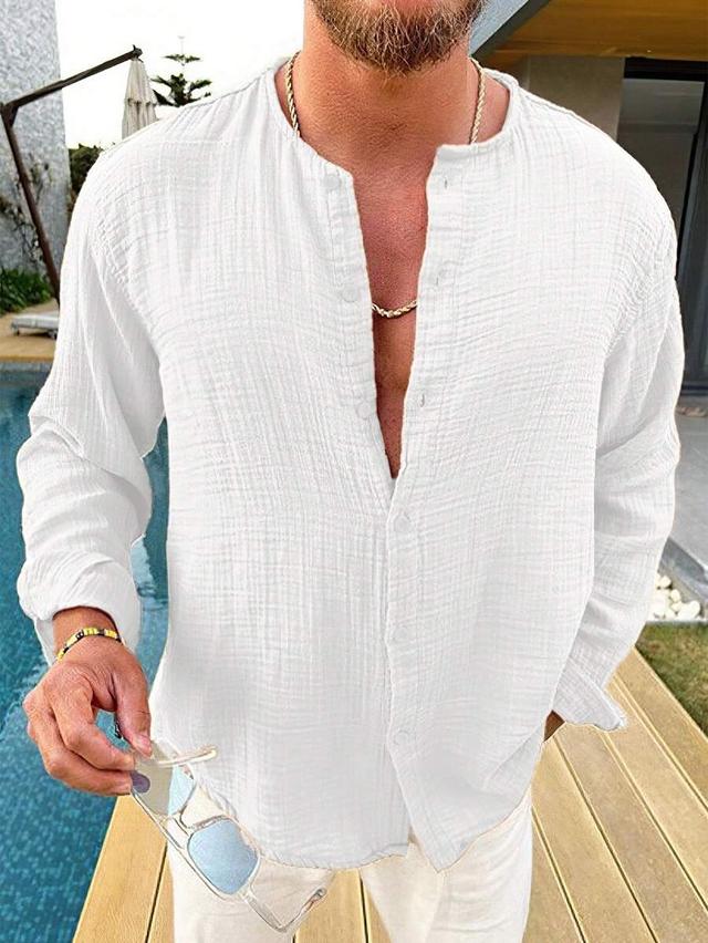 white cotton gauze button up long sleeve shirt