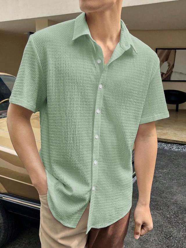 stonegrade men's textured light green short sleeve shirt