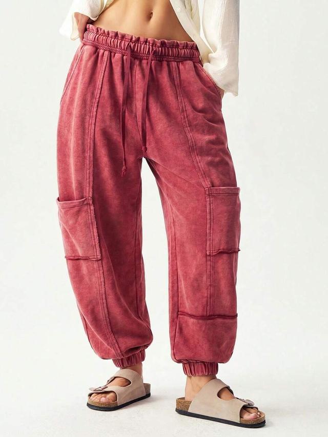 casual solid color knit loose cuffed sweatpants