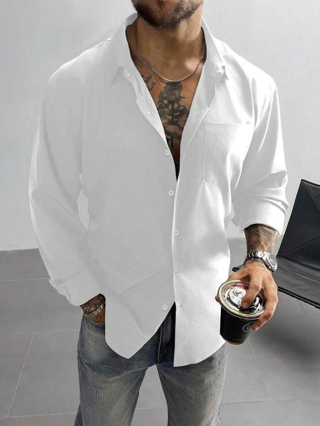 gloman old money men white long sleeve dress shirt
