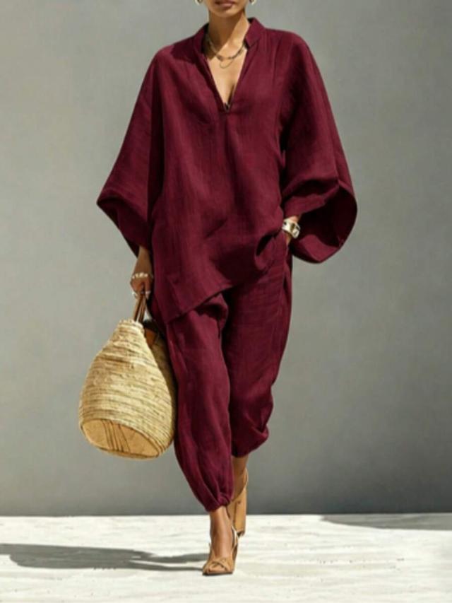 women's thin solid color elegant casual v-neck top