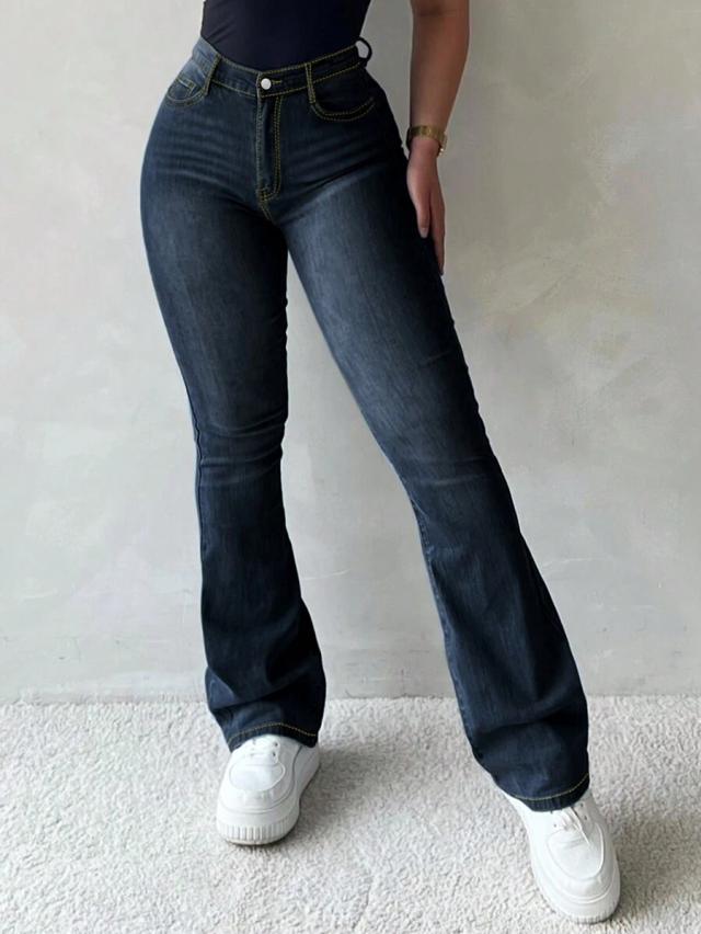 women simple daily flared jeans western women attire