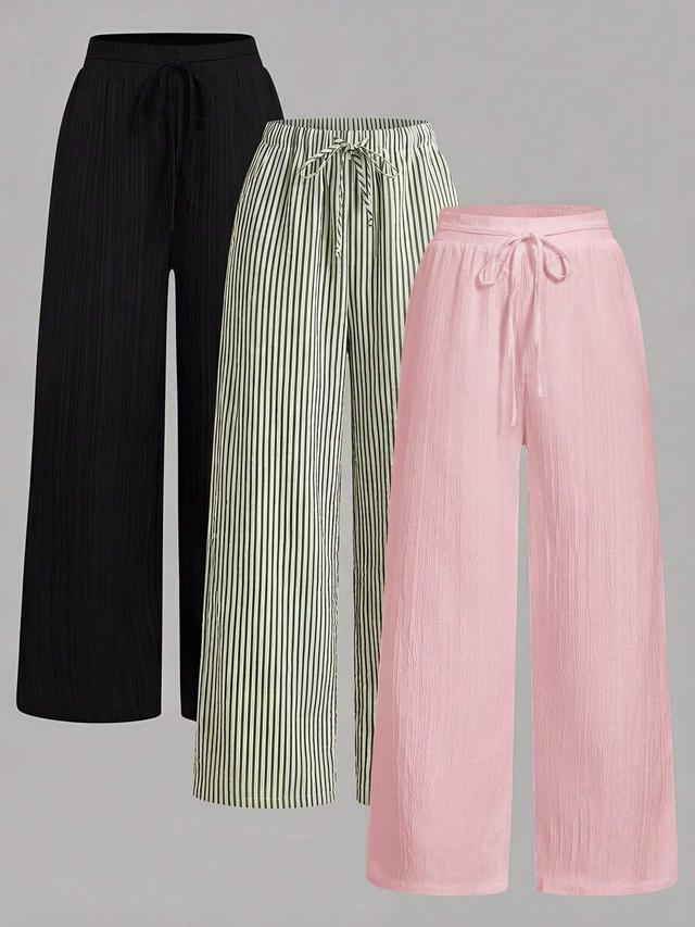 black casual waist tie straight leg pants