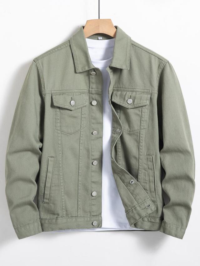 sage green cotton denim casual jacket