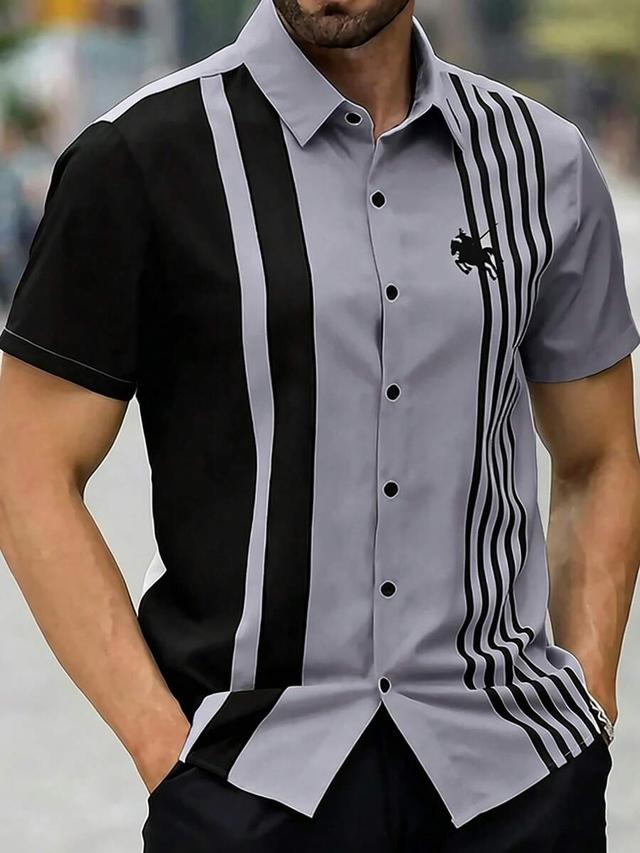 grey and black colorblock patchwork short sleeve shirt