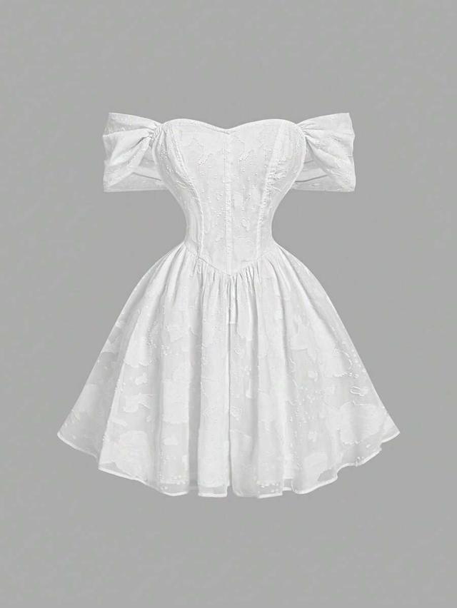 romantic off-shoulder white tea party dress