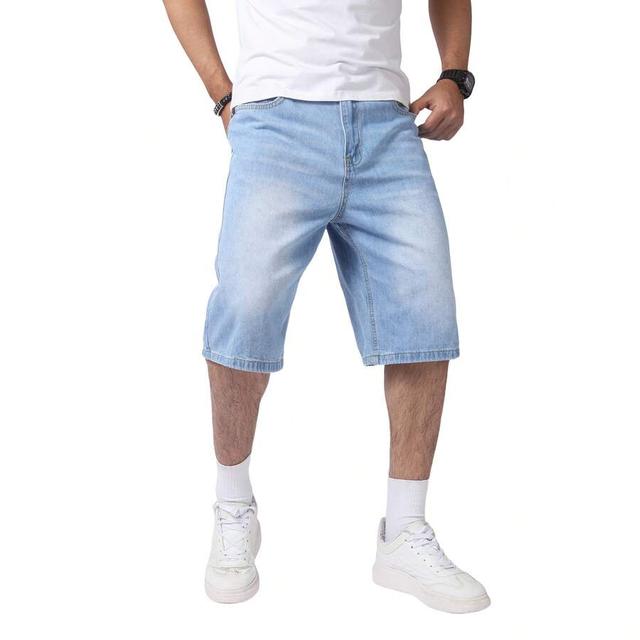 light wash baggy denim skater shorts