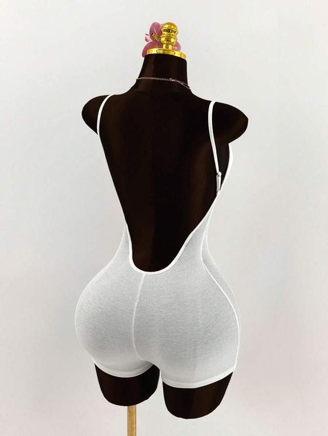 white ribbed spaghetti strap bodysuit