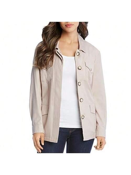 beige belted cargo utility jacket