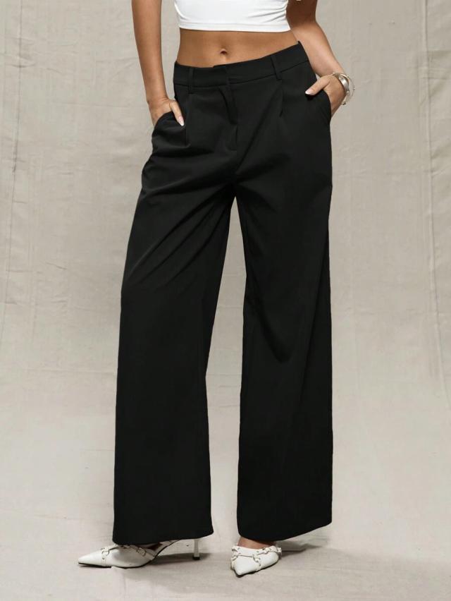 musera black wide leg tailored trousers
