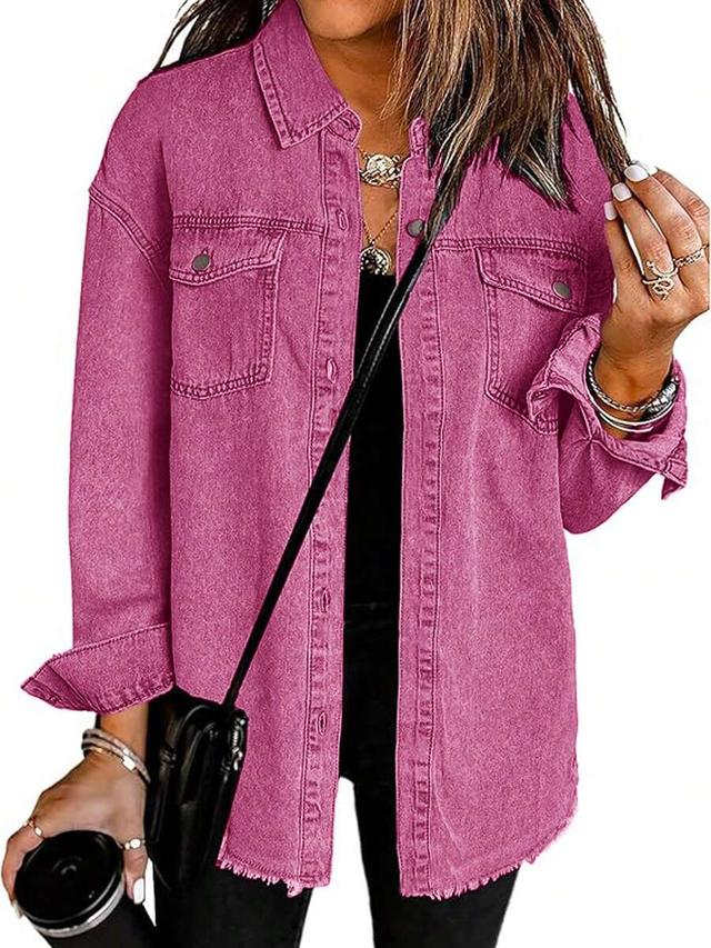 western cowgirl pink denim dropped shoulder jacket