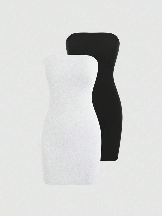 white strapless mini bodycon dress