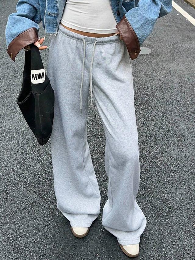 casual gray loose fit drawstring sweatpants