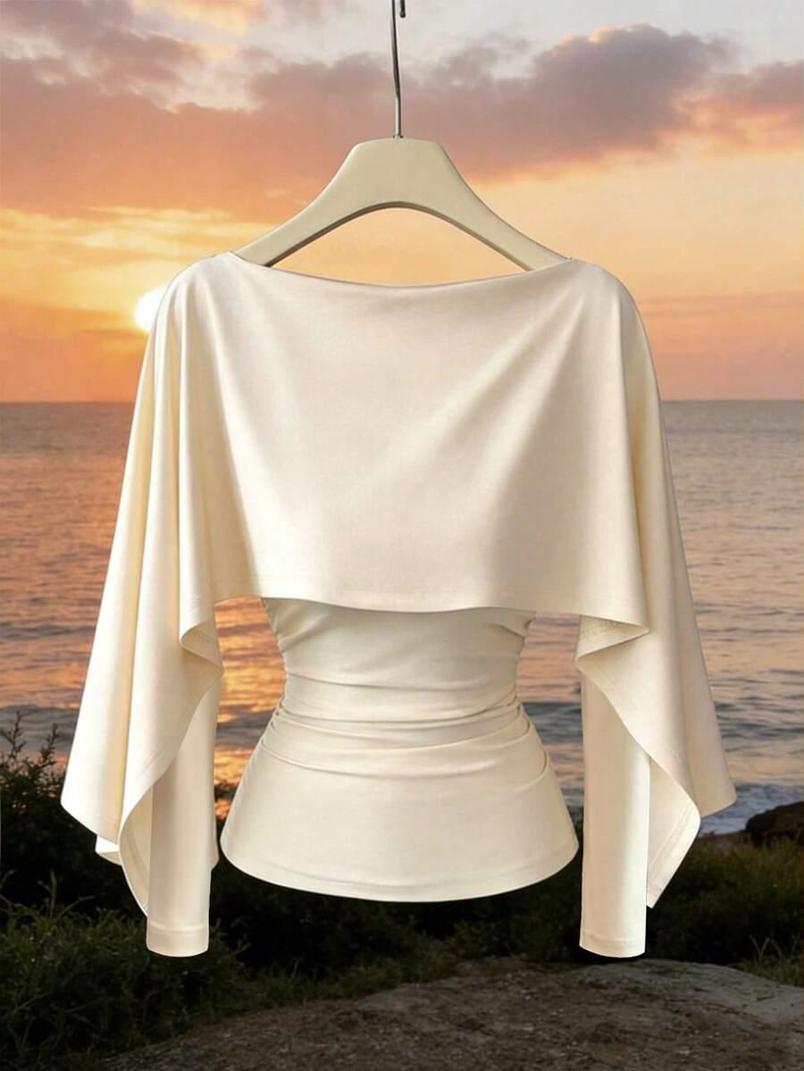 cream shawl collar long sleeve fitted knit top