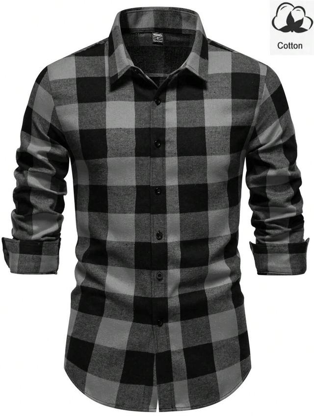 manfinity homme long sleeve black and grey plaid shirt