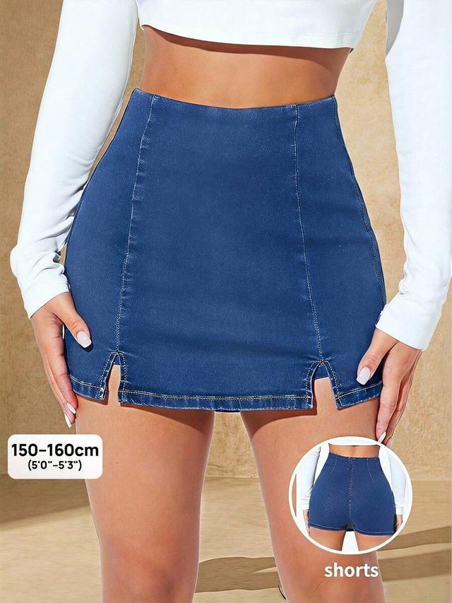selenza petite split hem denim skort