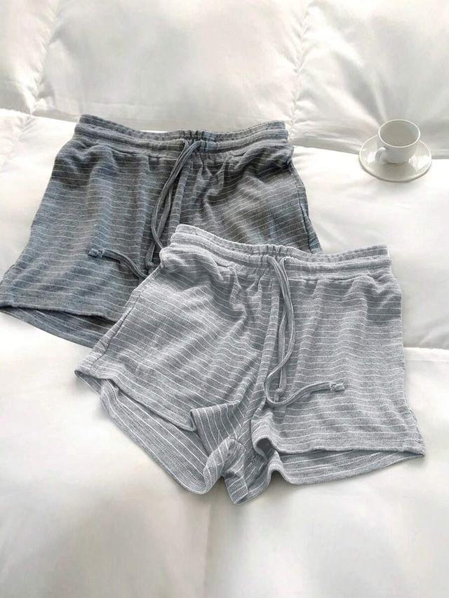 dark grey casual grey striped cotton knit shorts