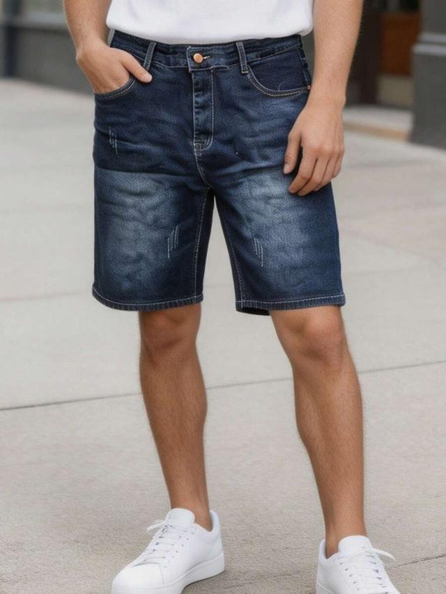 men's dark blue vintage denim jorts