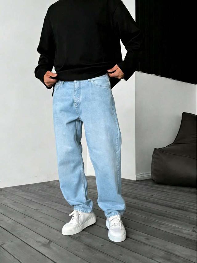 men's y2k straight leg washed casual denim jeans