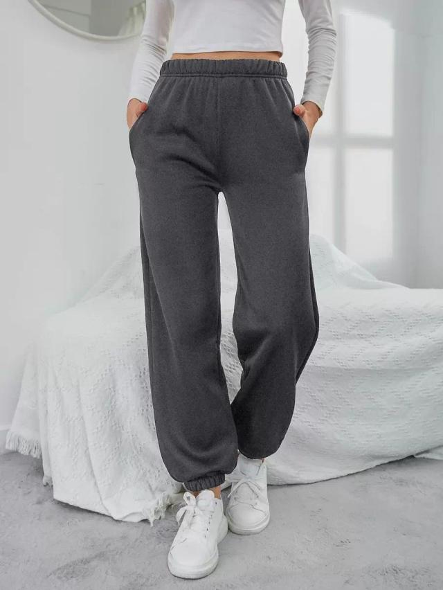 solid charcoal grey elastic waist sweatpants