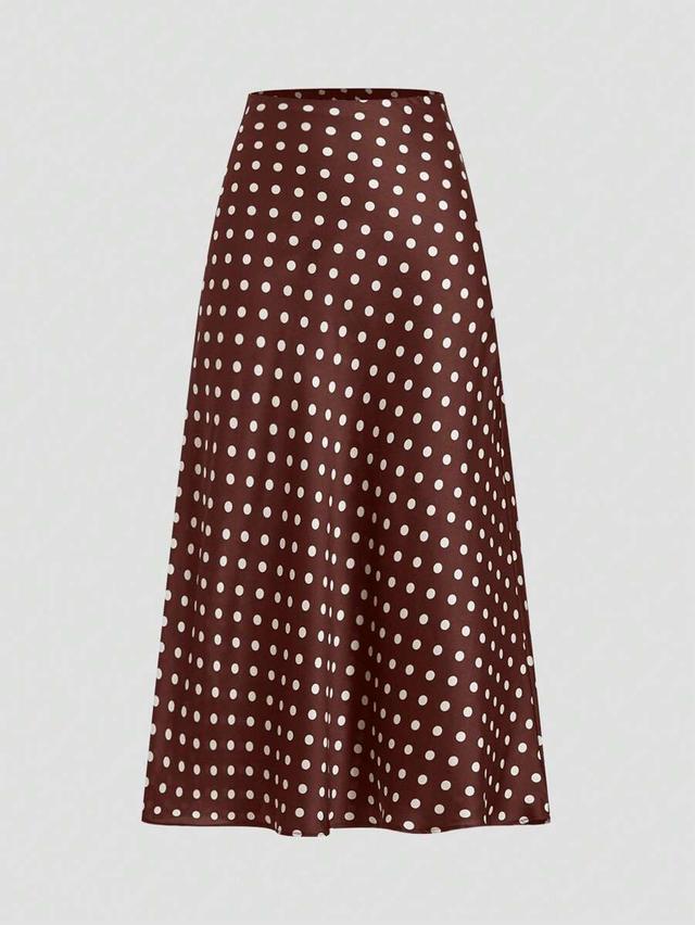 firerie summer vacation polka dot satin long skirt