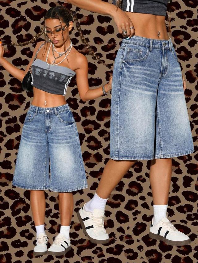 light wash denim bermuda shorts