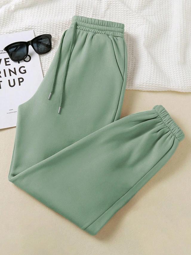 sage green casual drawstring lounge sweatpants