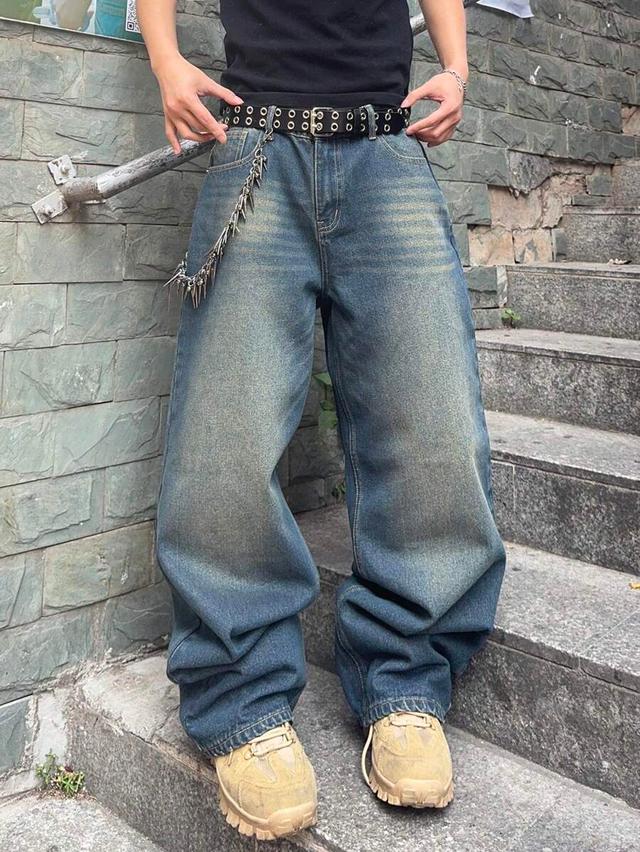 oversized vintage wash denim jeans