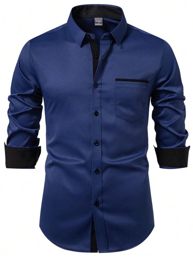 calvornis men casual solid color long sleeve shirt