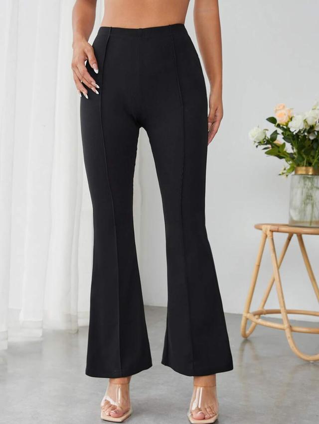 high waist black flare leg trousers