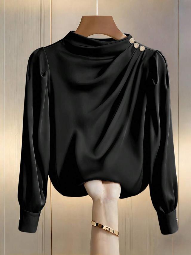 women's casual commuter shirt with pleated design