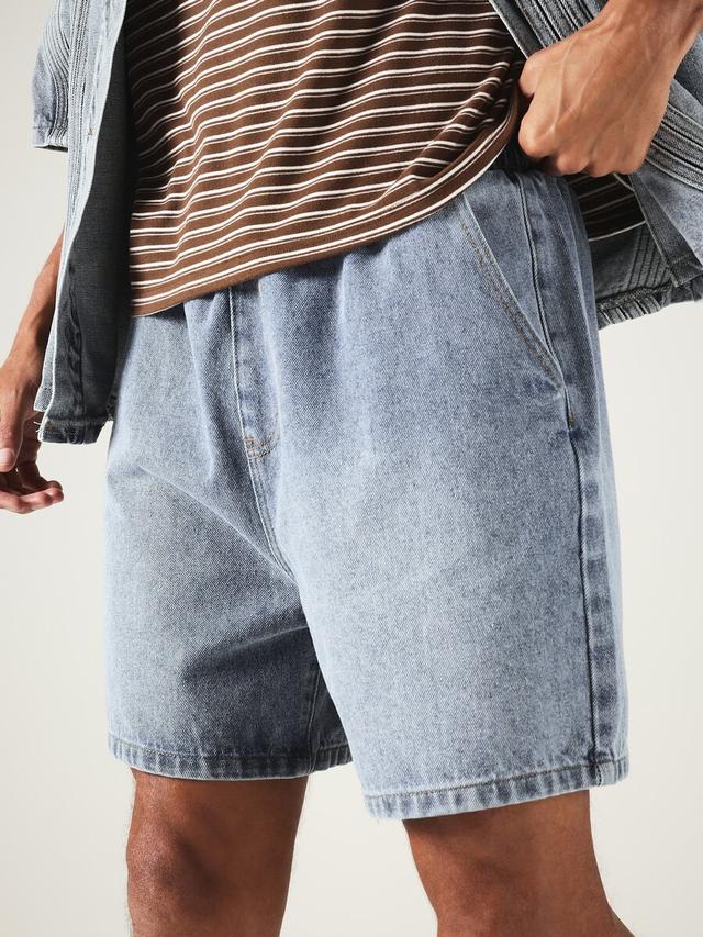 sumwon pull-on denim shorts with elastic waist