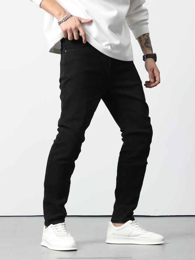 black washed cotton skinny fit jeans