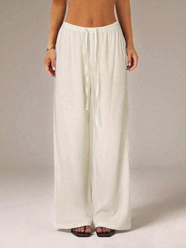 white tie waist wide leg casual pants