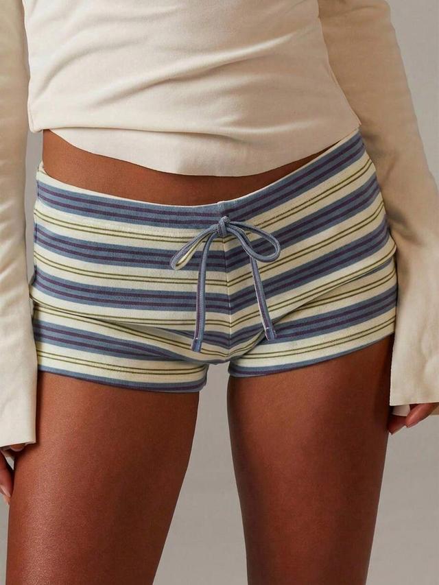 striped drawstring jersey hotpant shorts