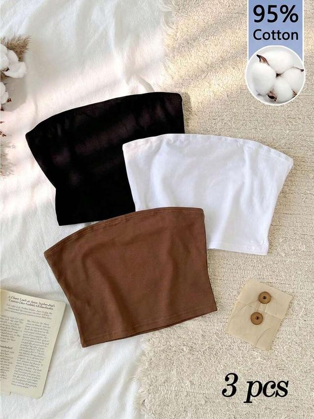 white three cotton tube top in black white and brown