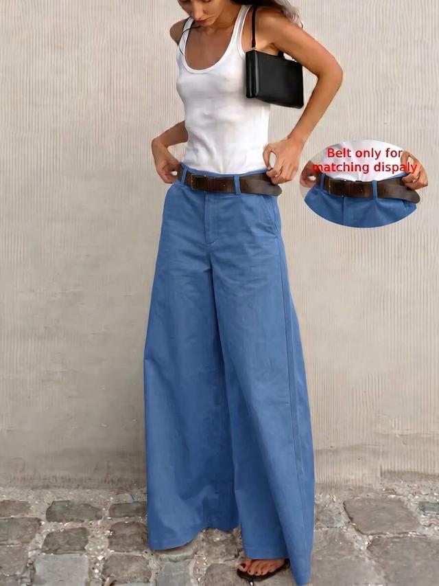 women's solid color casual versatile wide leg pants