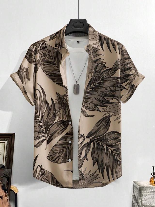 genlund men tropical print shirt in beige