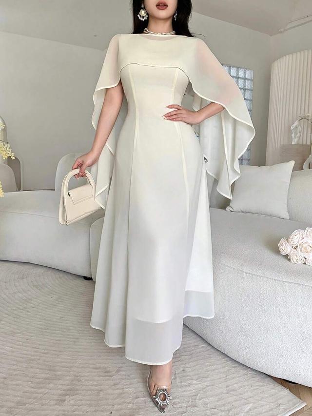 feyla vintage inspired sheer chiffon cape overlay dress