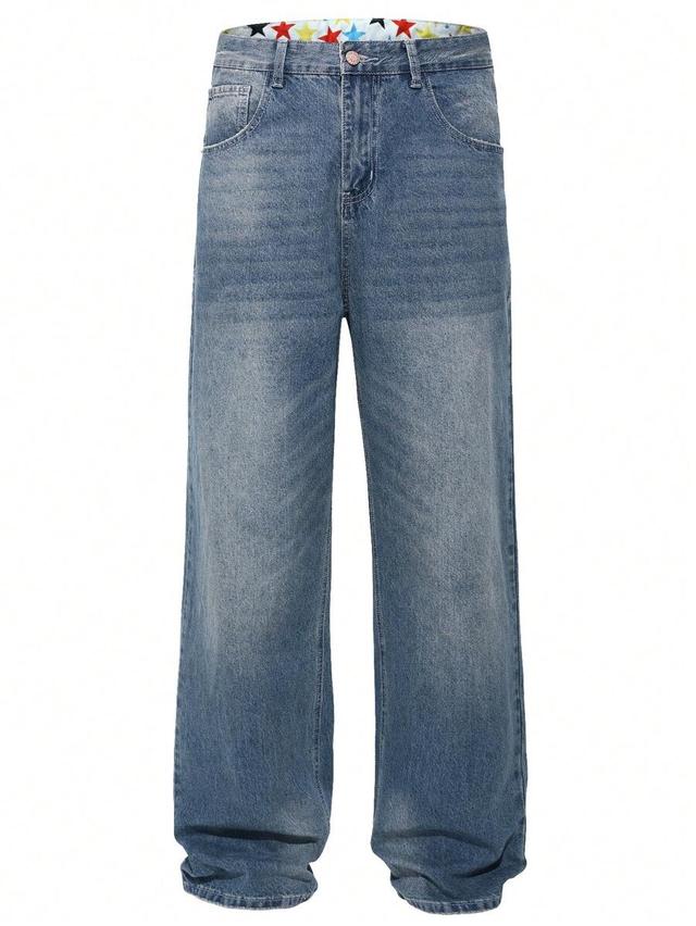 men's non-stretch relaxed fit wide-leg baggy jeans pants