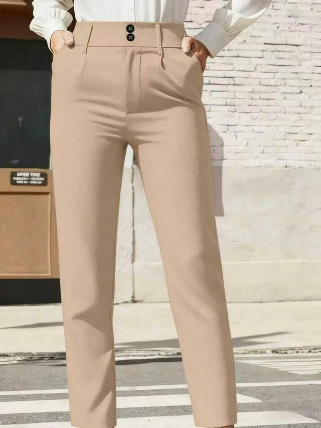 autumn high waist double button slimming long pants