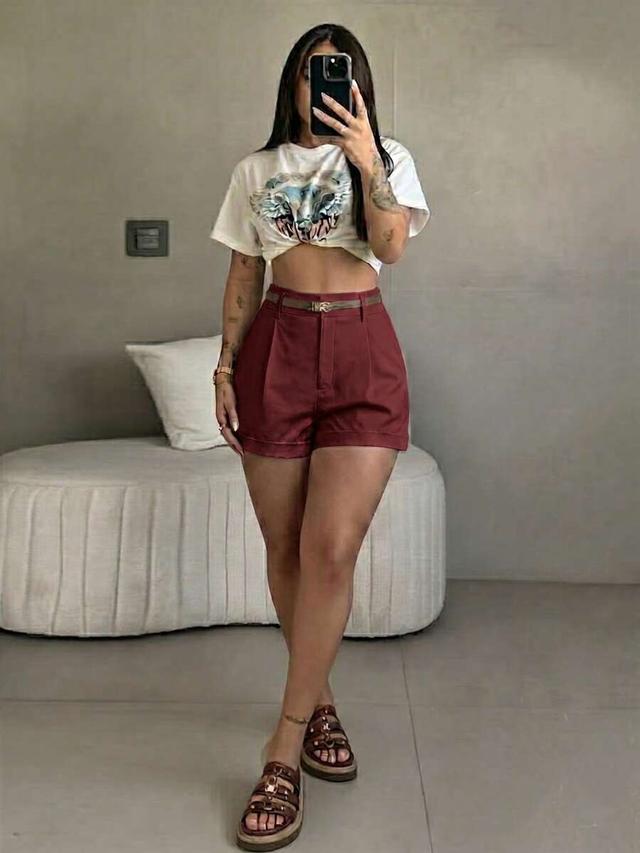 high waist pleated burgundy woven suit shorts