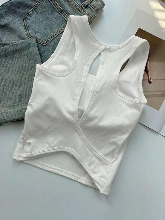 white solid color slim fit racerback tank top
