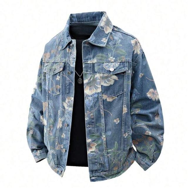 floral print vintage style denim jacket
