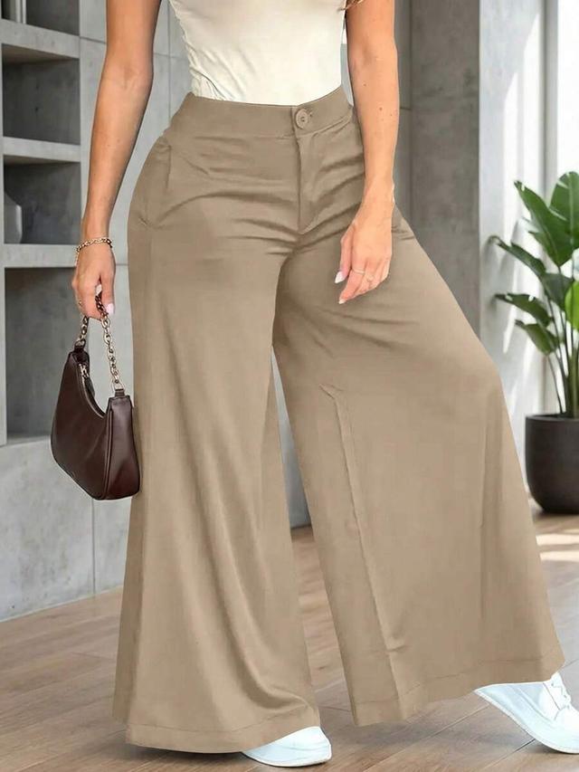 fashionable solid color casual loose wide-leg pants