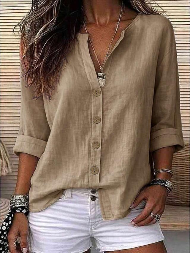 brown zayelia lady's smooth-woven elegant casual summer blouse